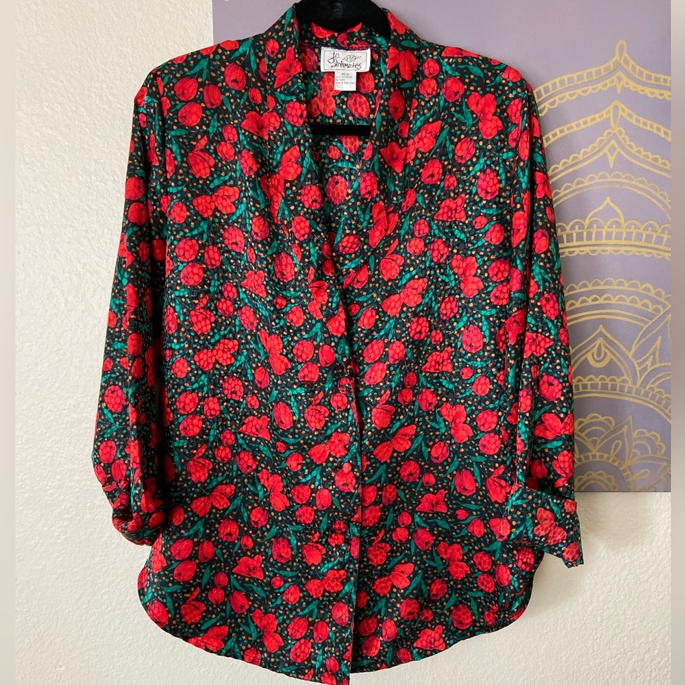 Vintage Jo Intimates Rose Blouse